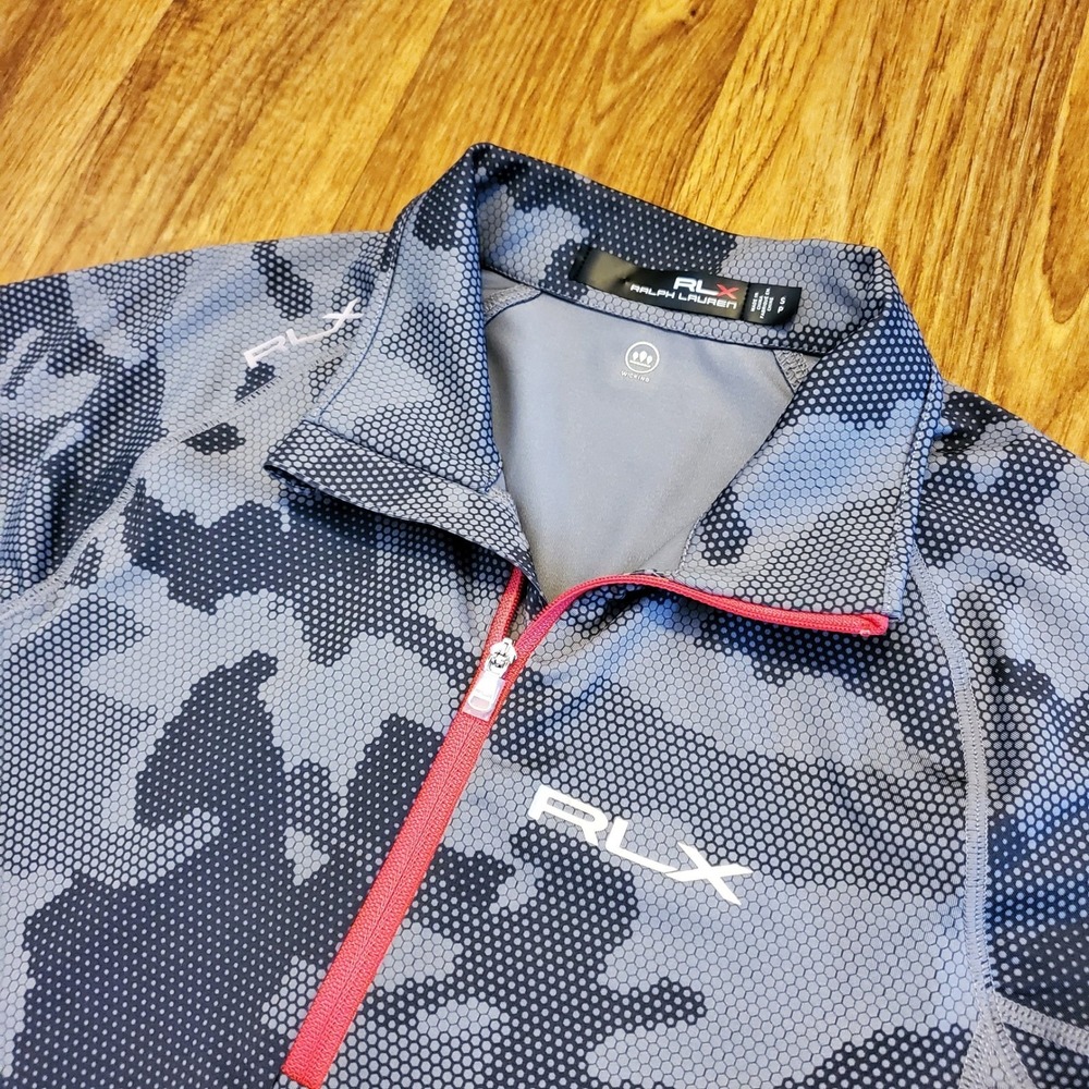 RLX Ralph‎ Lauren Jacket Women Small Gray Camo Hex Print 1/4 Zip Pullover Golf